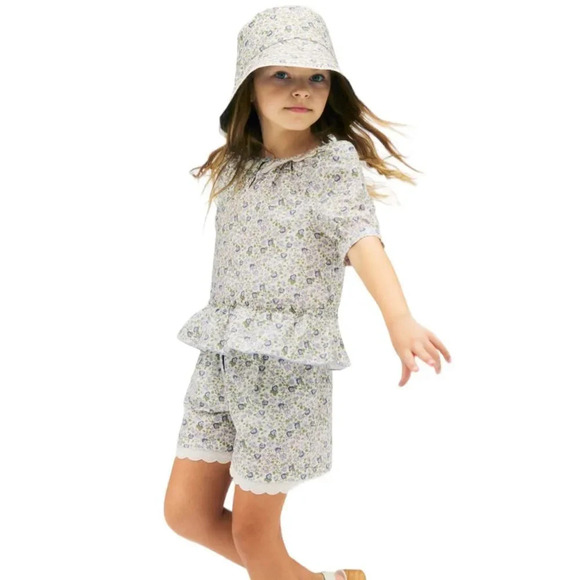 ZARA Kids | Green/Blue | SCALLOPED FLORAL SHORTS LIMITED EDITION - Picture 5 of 8